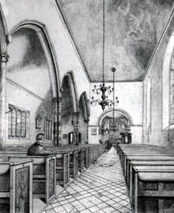 Saint Mary's interior looking east by John Sunman Austin in 1851